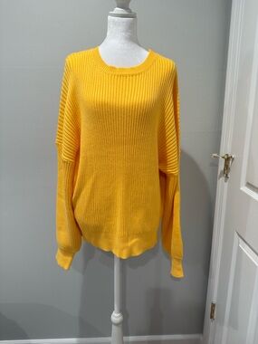 Vici Women’s Sunny Yellow Ribbed Crewneck Sweater